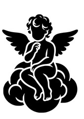 Cherub Angel SVG, Cute Angel SVG, Little Angel SVG, Saint SVG, Paradise SVG, God SVG, Angel on cloud SVG, Angel Tattoo SVG, Angel Silhouette, Cut file for Cricut SVG, JPG, PNG