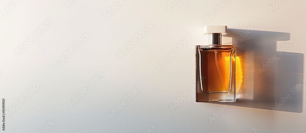 Poster Isolated on a white background a bottle of perfume is displayed with copy space image