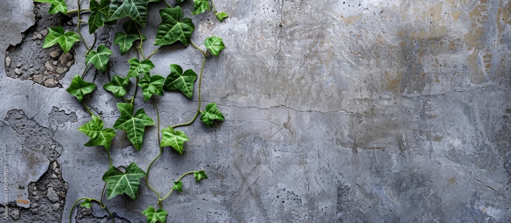 Aufkleber a vine clinging to a concrete or cement wall perfect for a background with copy space image