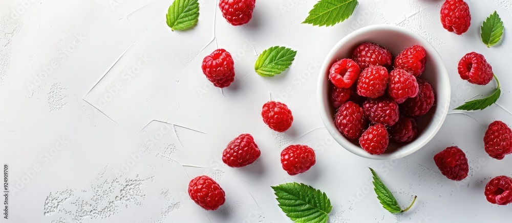 Aufkleber Vibrant red raspberry with copy space image on white background