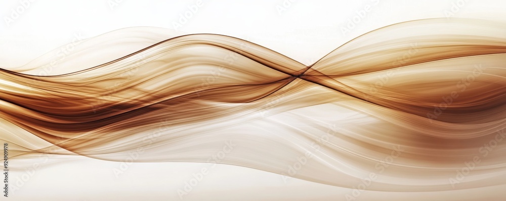 Poster Abstract brown wave flowing on white background