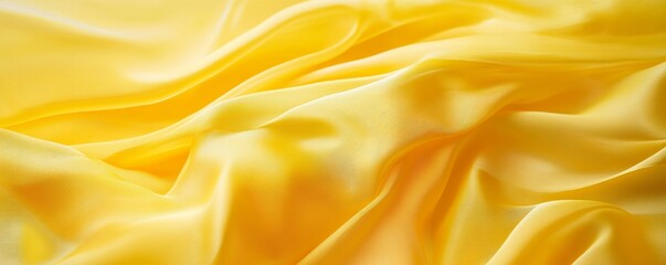 Fototapeta premium Smooth yellow silk fabric flowing creating abstract background