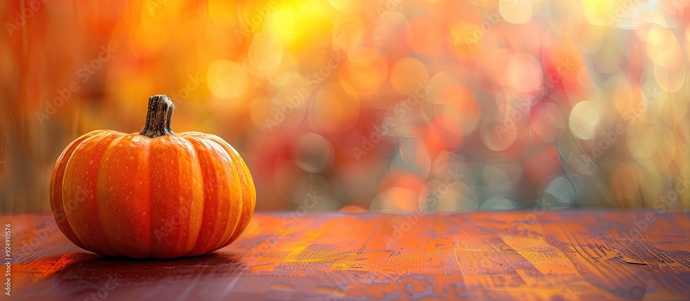 Poster pumpkin on a blurry background with room for text or image. creative banner. copyspace image