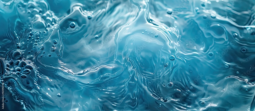 Aufkleber Stunning blue water texture captured in a macro photograph displaying a natural fluid art pattern with a copy space image