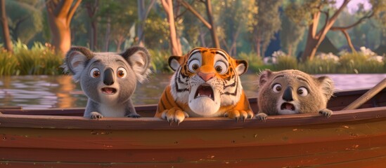 Three Animals In A Boat
