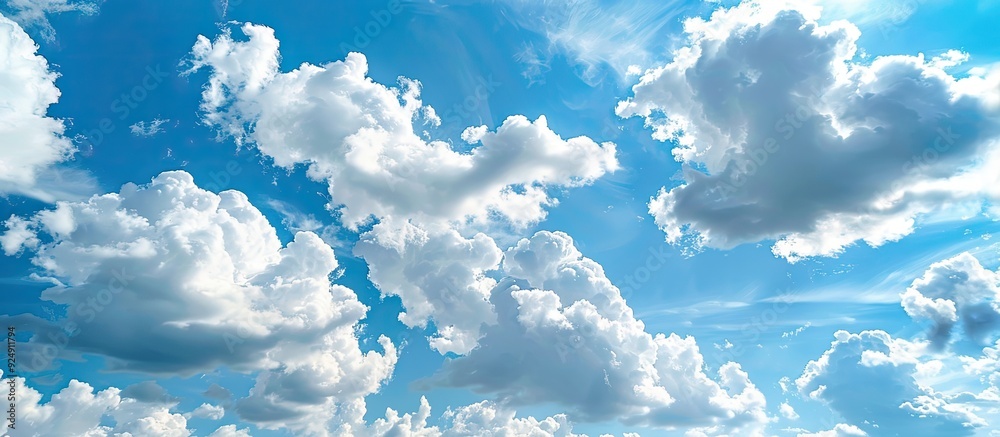 Aufkleber a serene view of the expansive blue sky with fluffy clouds ideal as a backdrop for a copy space imag