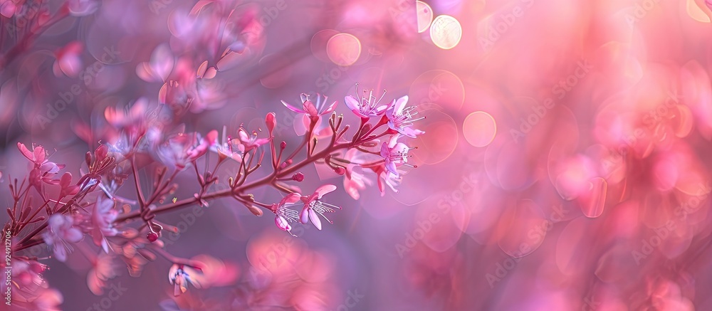 Wall mural pink bokeh creates a soft dreamy background in this copy space image