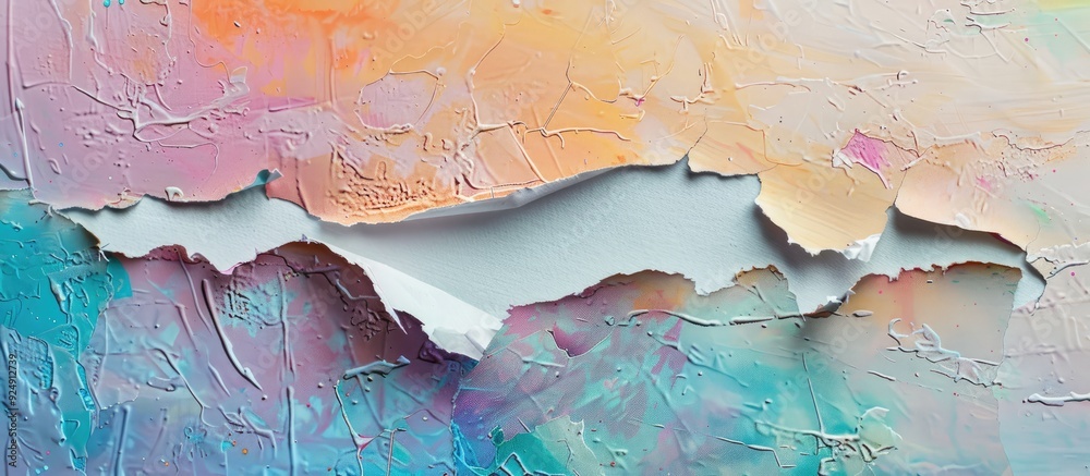 Aufkleber A torn paper against a backdrop of painted copy space image