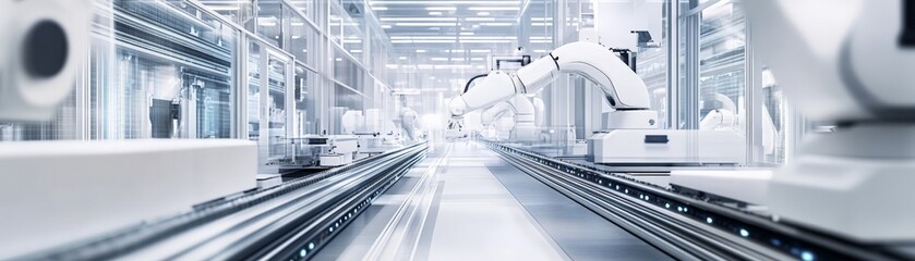 Obraz premium Automated robotic arms in a high-tech manufacturing facility, showcasing modern industrial production and advanced technology.
