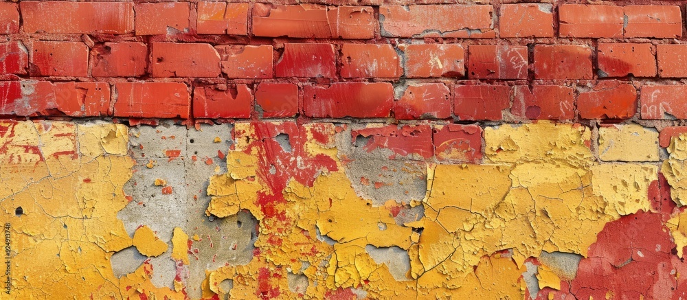 Aufkleber vintage red and yellow brick wall with a textured weathered surface ideal for text or design placeme
