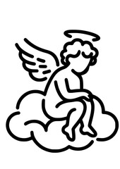 Cherub Angel SVG, Cute Angel SVG, Little Angel SVG, Saint SVG, Paradise SVG, God SVG, Angel on cloud SVG, Angel Tattoo SVG, Angel Silhouette, Cut file for Cricut SVG, JPG, PNG