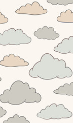 Fototapeta premium A seamless and continuous pattern featuring clouds on a white background