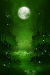 full moon over the forest
