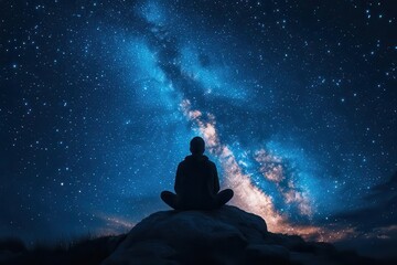 Fototapeta premium abraham gazing at starry night sky biblical scene awe and wonder