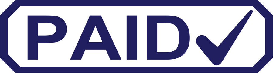 Paid stamp on white background.