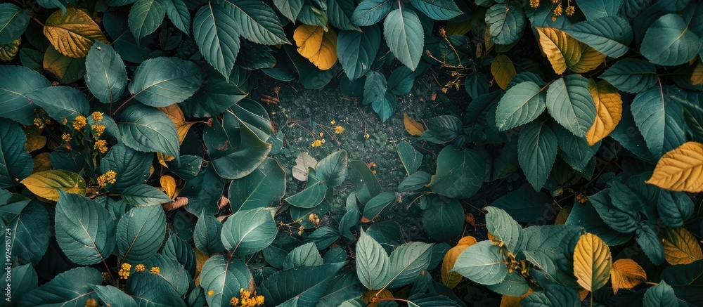 Aufkleber nature themed creative concept idea layout featuring leaves surrounding a blank copy space image