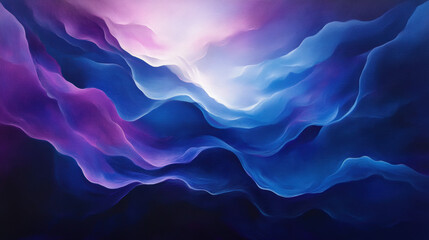 A painting of a blue sky with purple clouds