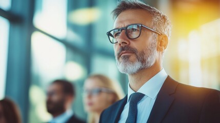 A Team of Professionals: Executives Pondering Future Strategies in a Bright, Modern Workspace with an Air of Determination and Hope