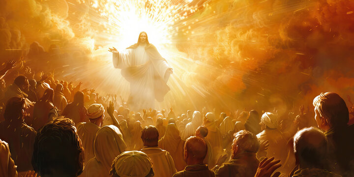 The Triumph of Light: Christ's Second Coming as the Ultimate Victory - Visualize a scene of triumph and glory as Christ returns in radiant light