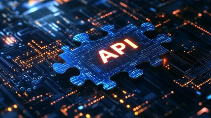 Obraz premium digital representation of an API symbol oncircuit board, conveyingsense of technology and connectivity. 