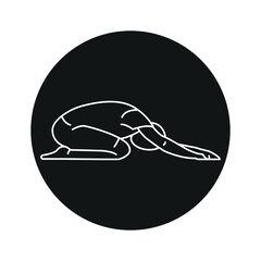 Balasana (Child's Pose) line icon. A man does yoga