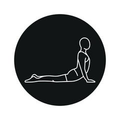 Bhujangasana (Cobra Pose) line icon. A man does yoga