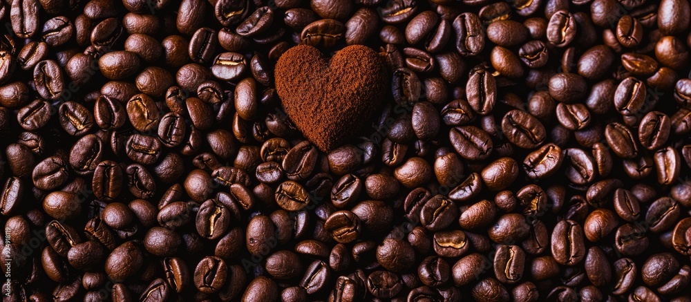 Aufkleber an image featuring a heart surrounded by freshly roasted coffee beans offering ample space for addin