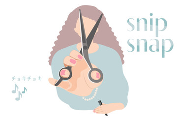 Obraz premium 手にハサミを持ってチョキチョキカットする美容師・理容師