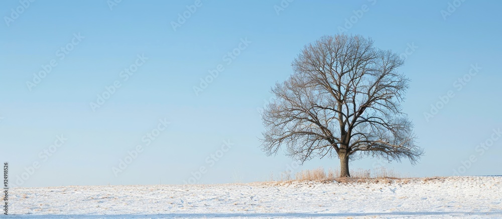 Aufkleber winter backdrop featuring a bare deciduous tree with a clear copy space image