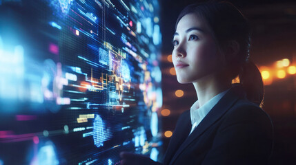 Professional analyzing digital financial information