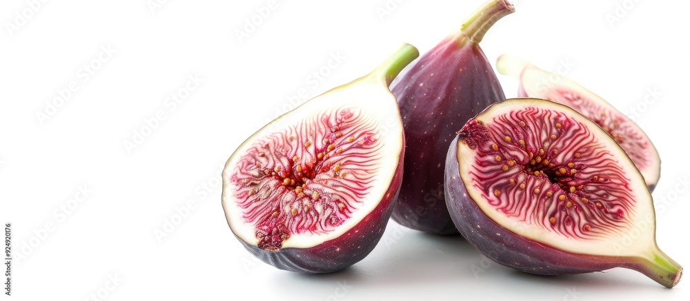 Poster a ripe fig set against a white backdrop perfect for a copy space image