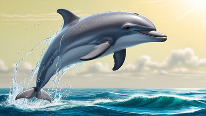Fototapeta premium dolphin jump in the air. generated ai