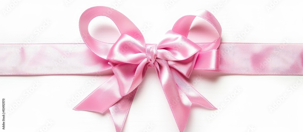 Poster white background isolated pink bow and ribbon ideal for copy space image