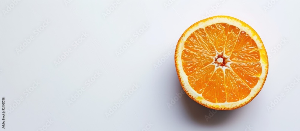 Poster orange on a pristine white surface with copy space image