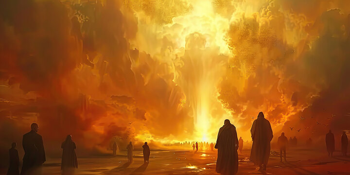 Apocalyptic Awakening: The Prophetic Signs of the End Times - Visualize a scene of awakening and awareness as people recognize the prophetic signs indicating the nearing end times
