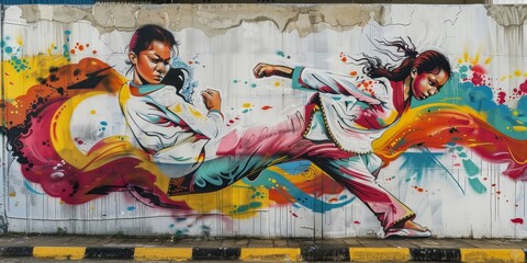 Fototapeta premium Empowerment in Motion: Indonesian Taekwondo Flyweight Athlete