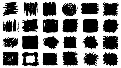 A collection of black brush strokes displayed on a white background