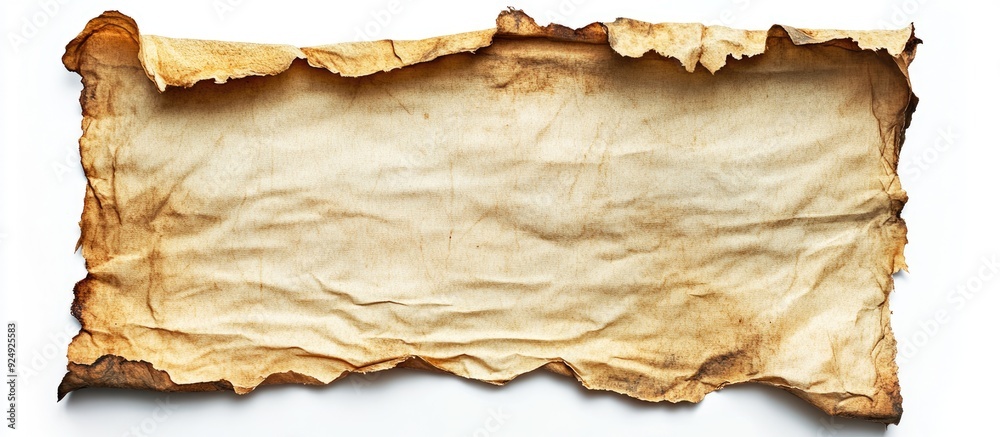 Aufkleber top view of aged paper on a white background with clipping path. with copy space image. Place for adding text or design