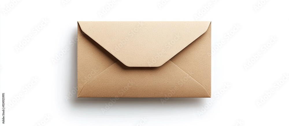 Poster Open cardboard envelope with a blank address area isolated on a white background Mock up. with copy space image. Place for adding text or design