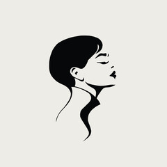 A vector graphic drawing of a woman's profile with closed eyes, in a simple, minimal line art style