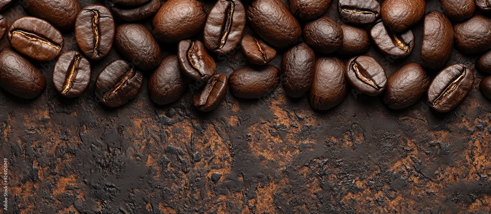 Aufkleber texture of coffee beans concept of a coffee background. with copy space image. place for adding text