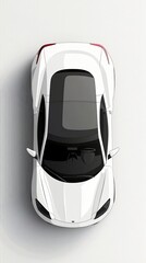 Top View of White Abstract Car Design - 3D Illustration