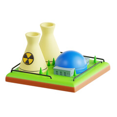 nuclear power plan 3d icon illustration