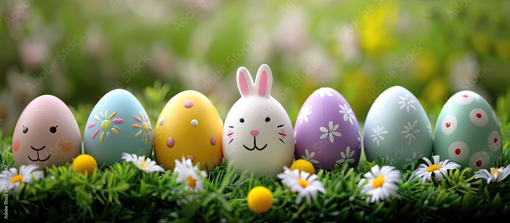 Aufkleber eggs bunny easter copy space for text the simple idea of easter