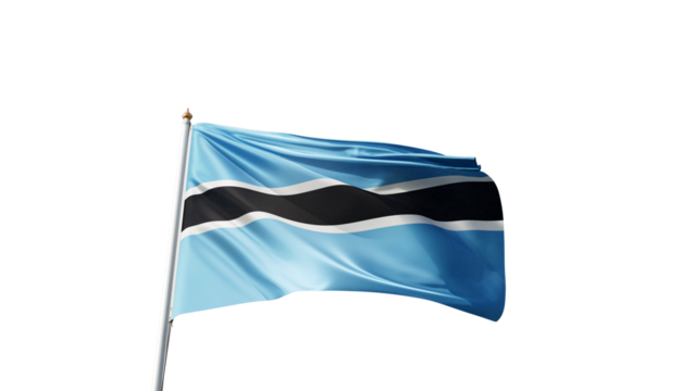Flag of botswana on a transparent background, png, flag on a flag pole waving in the wind, african country, national symbol of  bostwana, picture of a flag