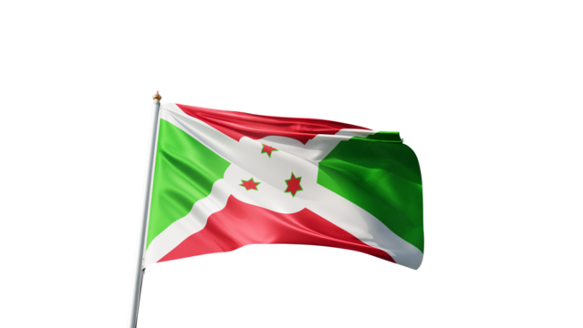 Flag of burundi on a transparent background, png, flag on a flag pole waving in the wind, african country, national symbol of  burundi, picture of a flag