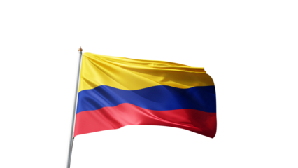 Flag of colombia on a transparent background, png, flag on a flag pole waving in the wind, south american country, national symbol of  colombia, picture of a flag