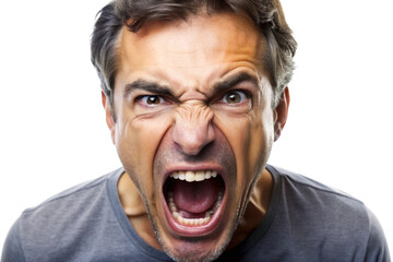 Face of angry man screaming or shouting png 