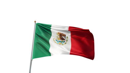 Flag of  mexico on a transparent background, png, flag on a flag pole waving in the wind, american country, national symbol of  mexico, picture of a flag