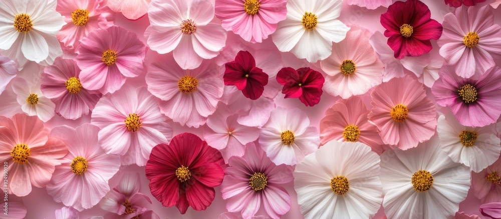 Aufkleber Cosmos flower backdrop. with copy space image. Place for adding text or design